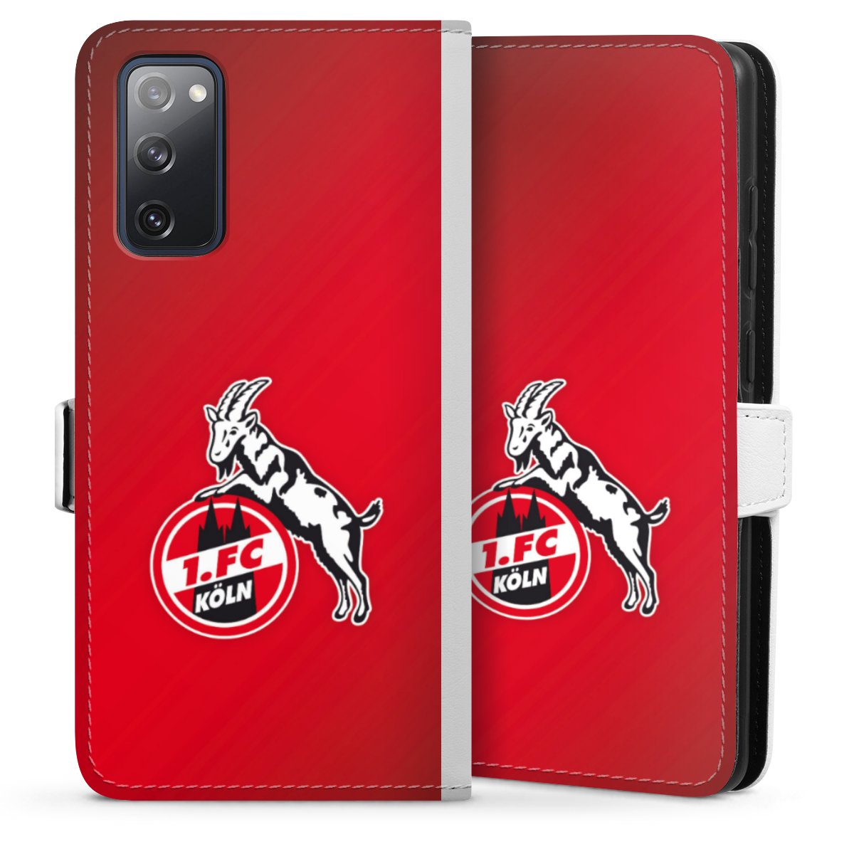 Galaxy S20 FE Handy Klapphülle Handyhülle aus Kunst Leder weiß Flip Case Official Licensed Product Effzeh 1. Fc Köln Sideflip mit Lasche