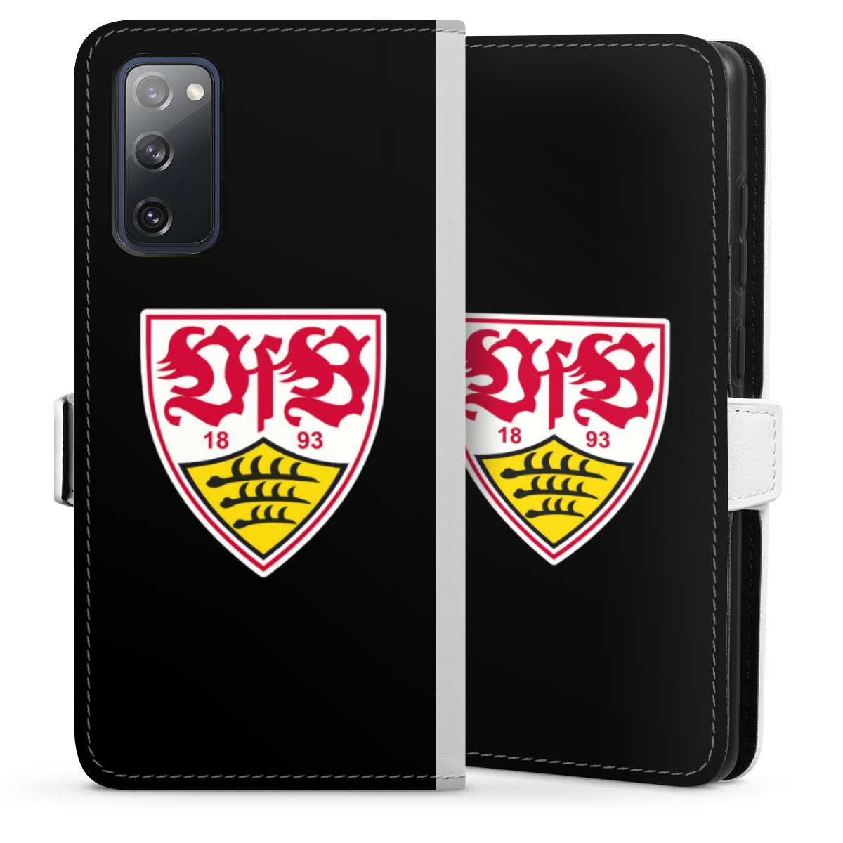 Galaxy S20 FE Handy Klapphülle Handyhülle aus Kunst Leder weiß Flip Case Vfb Stuttgart Official Licensed Product Coat Of Arms Sideflip mit Lasche