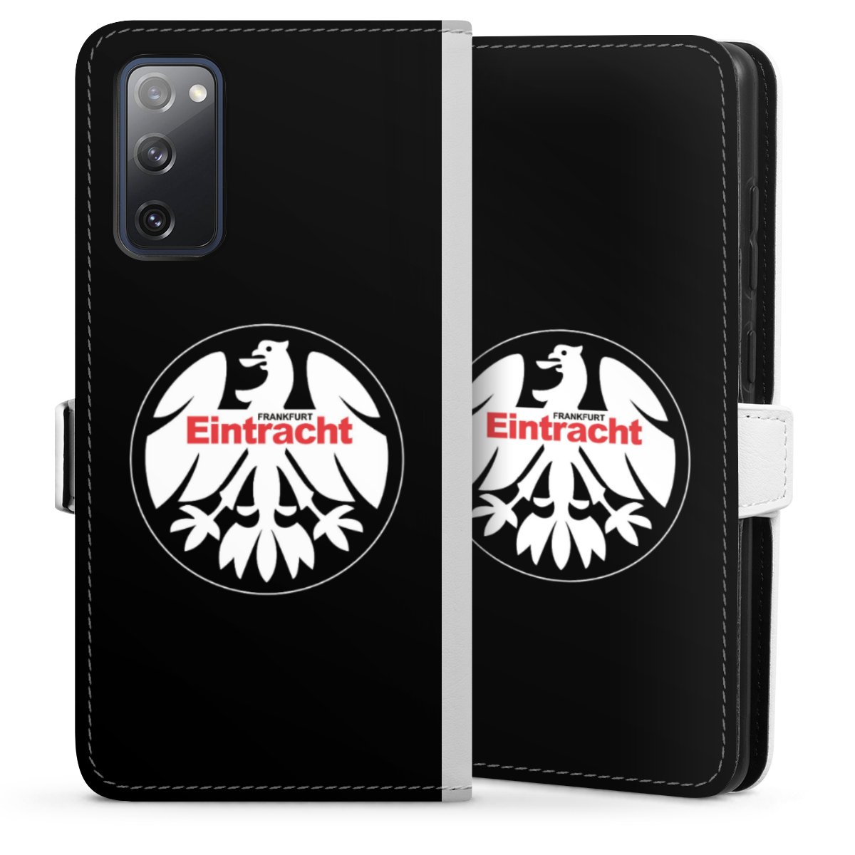 Galaxy S20 FE Handy Klapphülle Handyhülle aus Kunst Leder weiß Flip Case Official Licensed Product Eintracht Frankfurt Sge Sideflip mit Lasche