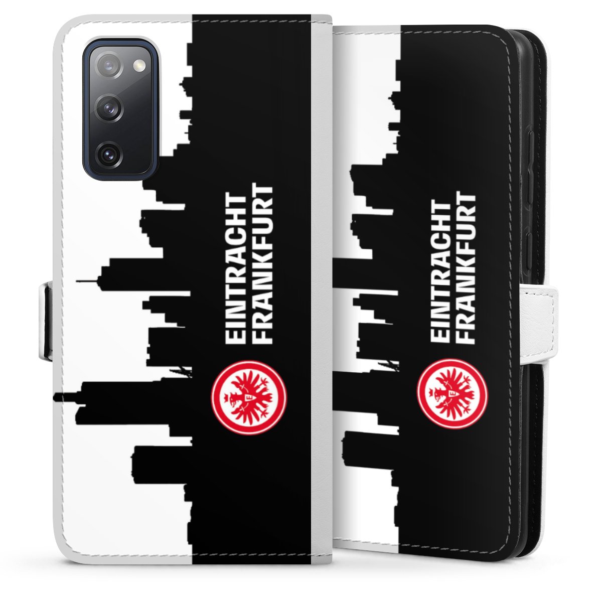 Galaxy S20 FE Handy Klapphülle Handyhülle aus Kunst Leder weiß Flip Case Sge Eintracht Frankfurt Official Licensed Product Sideflip mit Lasche