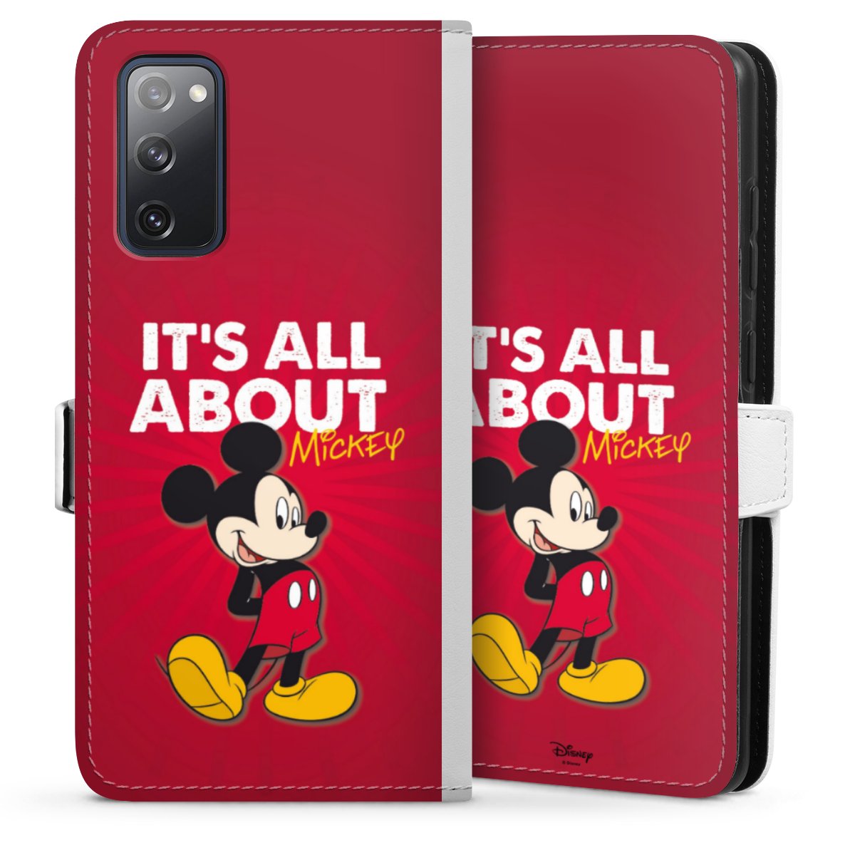 Galaxy S20 FE Handy Klapphülle Handyhülle aus Kunst Leder weiß Flip Case Mouse Disney Official Licensed Product Sideflip mit Lasche