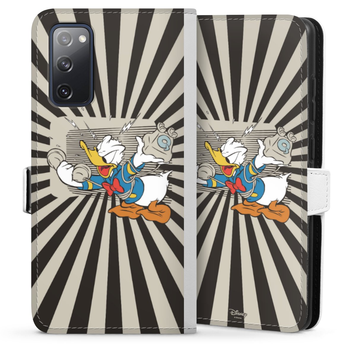 Galaxy S20 FE Handy Klapphülle Handyhülle aus Kunst Leder weiß Flip Case Donald Duck Disney Official Licensed Product Sideflip mit Lasche