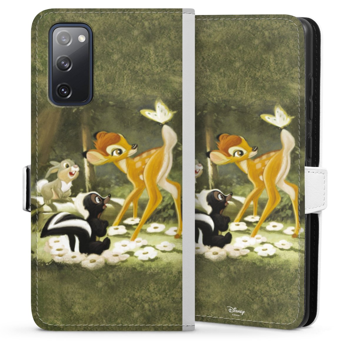 Galaxy S20 FE Handy Klapphülle Handyhülle aus Kunst Leder weiß Flip Case Disney Official Licensed Product Bambi Sideflip mit Lasche