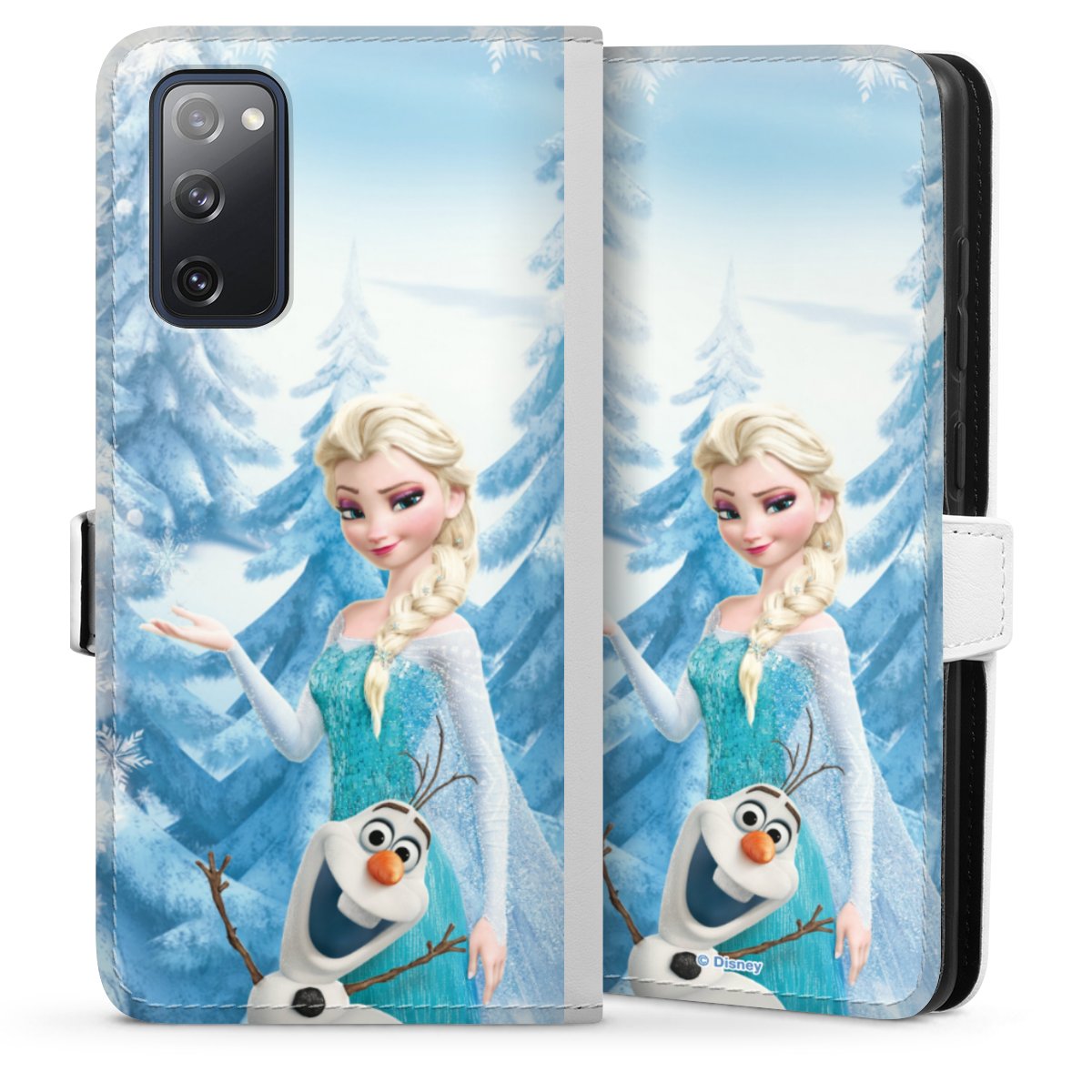 Galaxy S20 FE Handy Klapphülle Handyhülle aus Kunst Leder weiß Flip Case Official Licensed Product Frozen Elsa Disney Sideflip mit Lasche