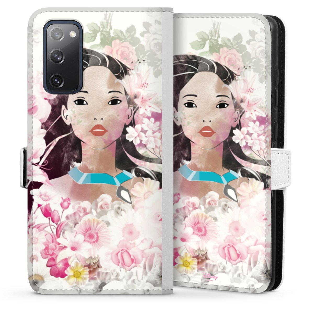 Galaxy S20 FE Handy Klapphülle Handyhülle aus Kunst Leder weiß Flip Case Pocahontas Official Licensed Product Disney Sideflip mit Lasche