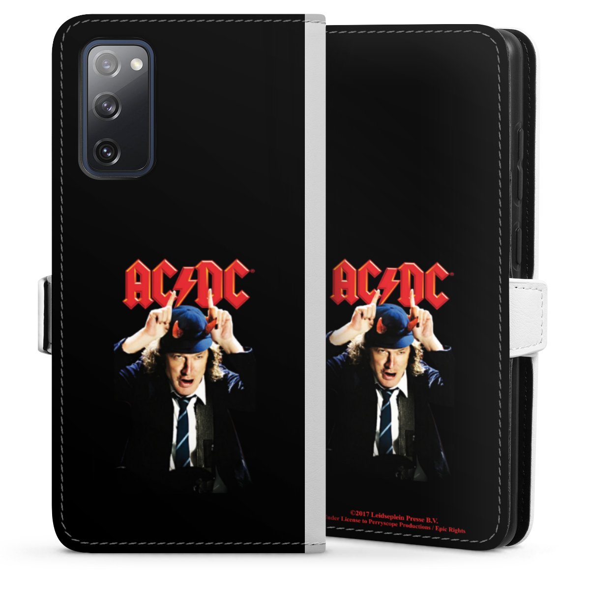 Galaxy S20 FE Handy Klapphülle Handyhülle aus Kunst Leder weiß Flip Case Merchandise Acdc Riverplate Sideflip mit Lasche