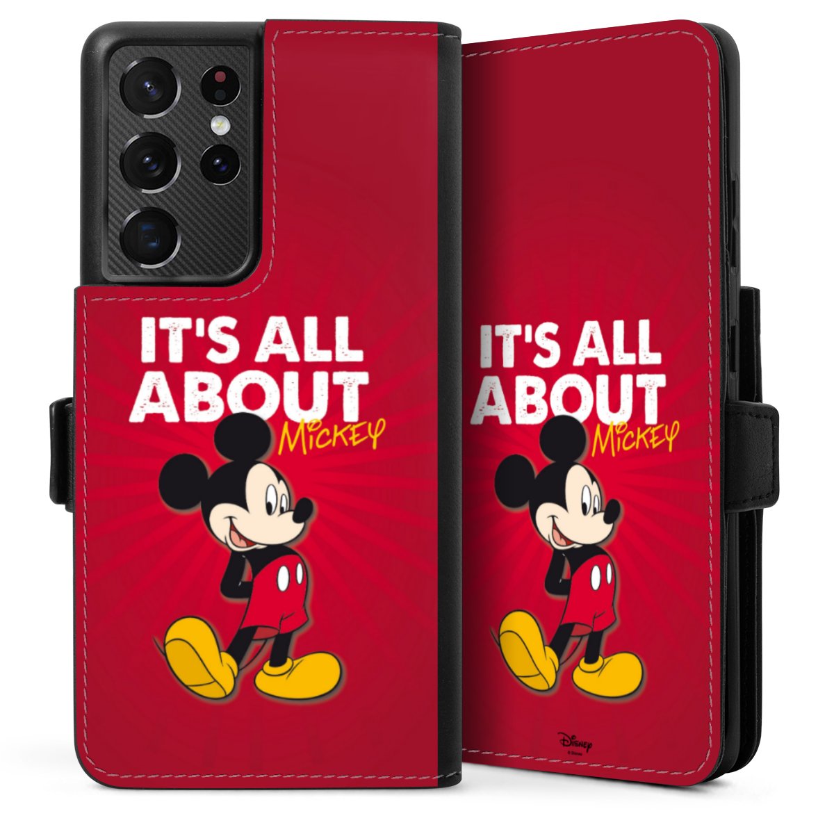 Galaxy S21 Ultra 5G Handy Klapphülle Handyhülle aus Kunst Leder schwarz Flip Case Mouse Disney Official Licensed Product Sideflip mit Lasche