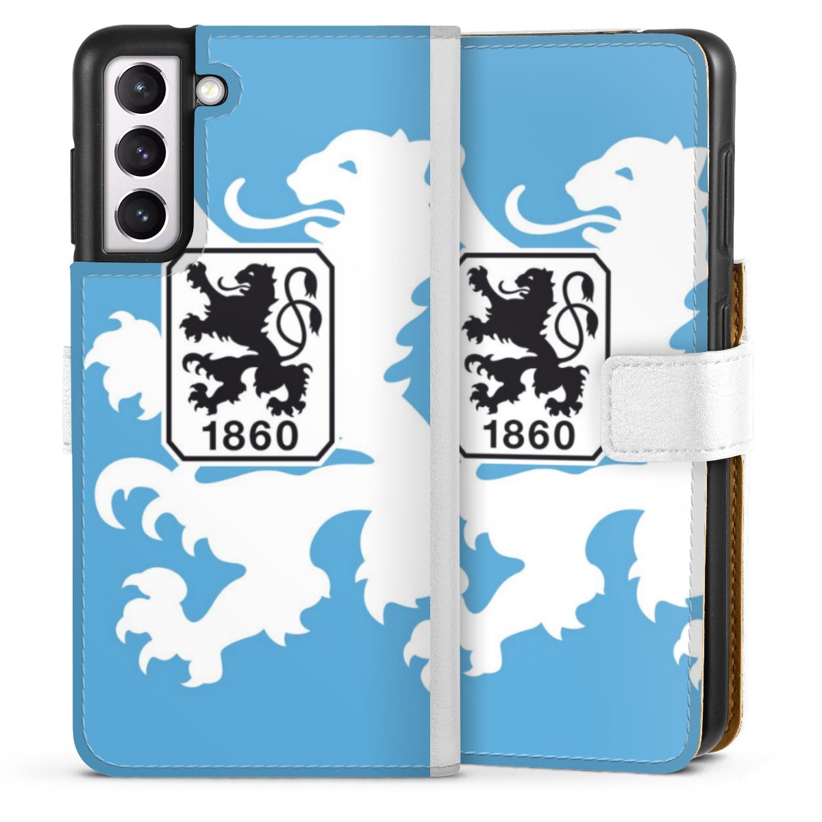 Galaxy S21 5G Handy Klapphülle Handyhülle aus Kunst Leder weiß Flip Case Coat Of Arms Official Licensed Product Sideflip mit Lasche