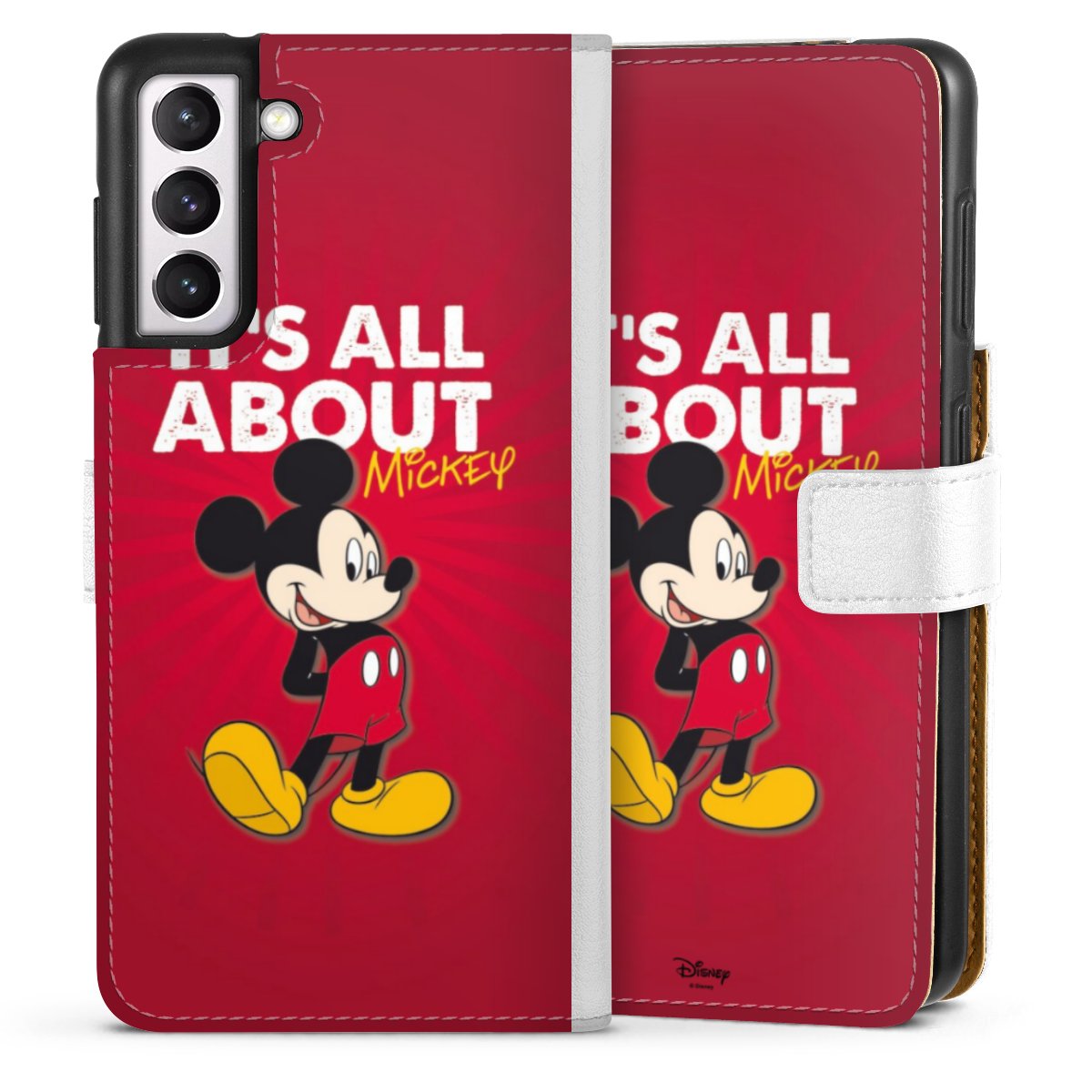 Galaxy S21 5G Handy Klapphülle Handyhülle aus Kunst Leder weiß Flip Case Mouse Disney Official Licensed Product Sideflip mit Lasche