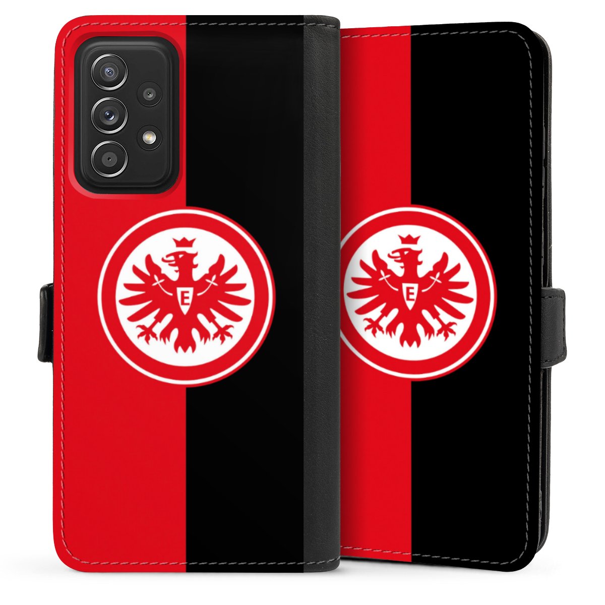 Galaxy A52 Handy Klapphülle Handyhülle aus Kunst Leder schwarz Flip Case Official Licensed Product Eintracht Frankfurt Sge Sideflip mit Lasche