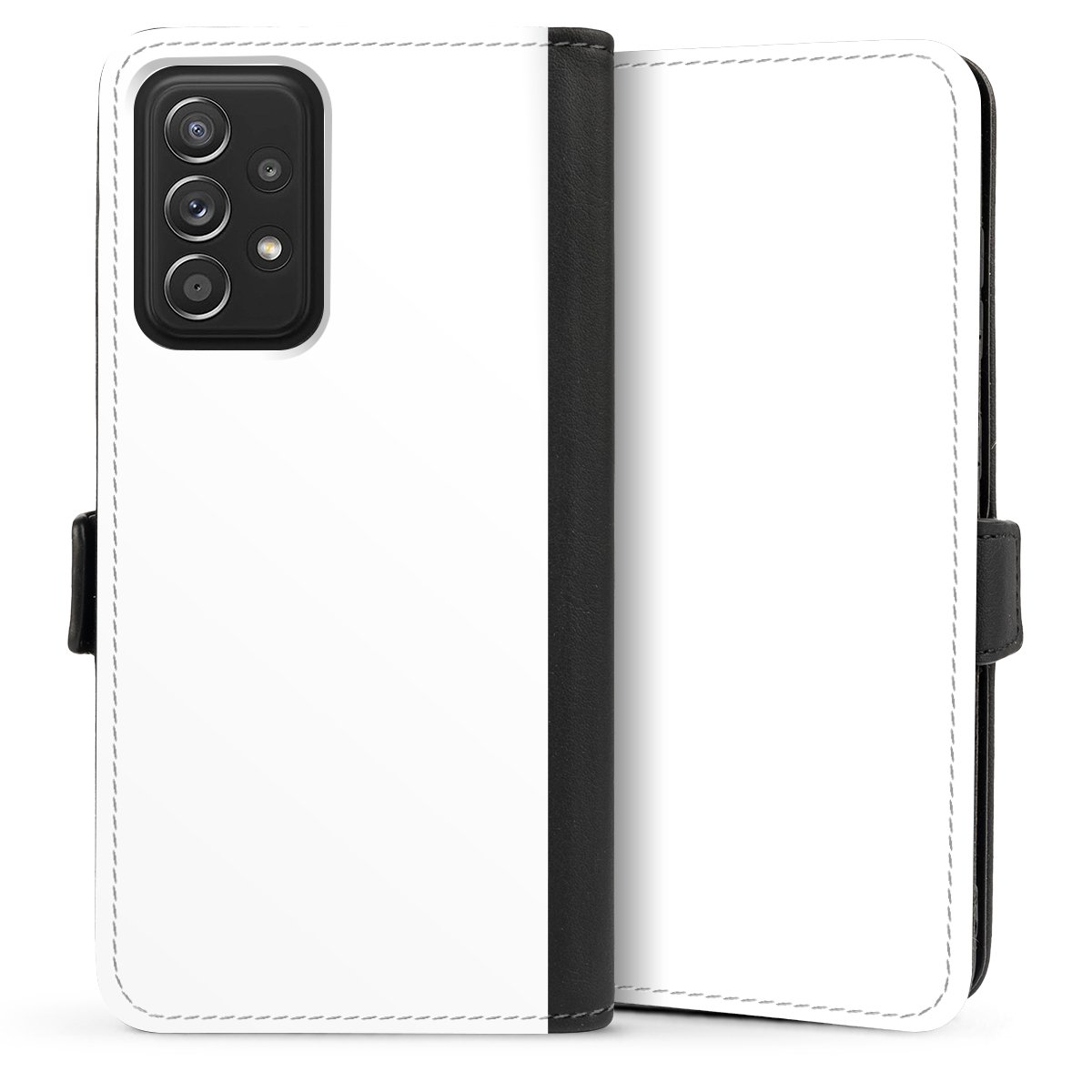 Galaxy A52 Handy Klapphülle Handyhülle aus Kunst Leder schwarz Flip Case Unicoloured Colour White Sideflip mit Lasche