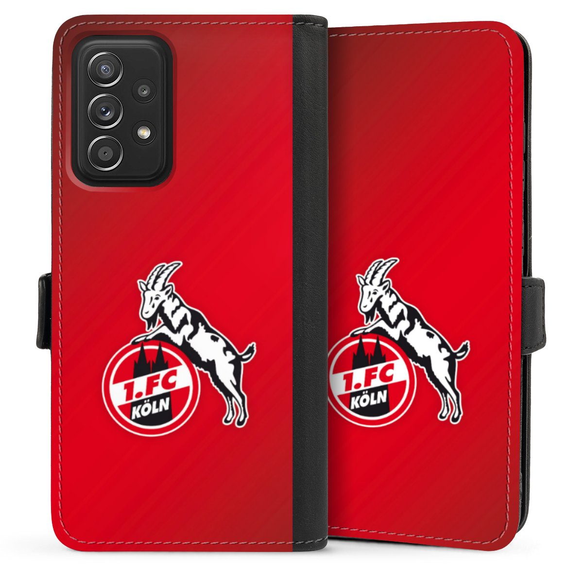 Galaxy A52 Handy Klapphülle Handyhülle aus Kunst Leder schwarz Flip Case Official Licensed Product Effzeh 1. Fc Köln Sideflip mit Lasche