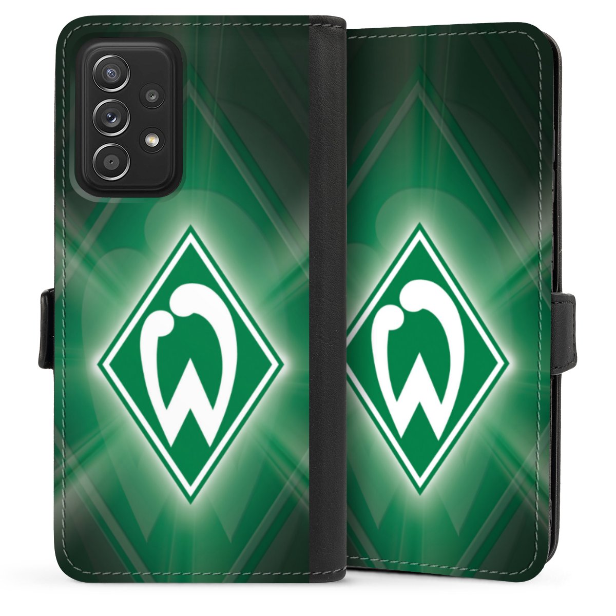 Galaxy A52 Handy Klapphülle Handyhülle aus Kunst Leder schwarz Flip Case Sv Werder Bremen Official Licensed Product Coat Of Arms Sideflip mit Lasche