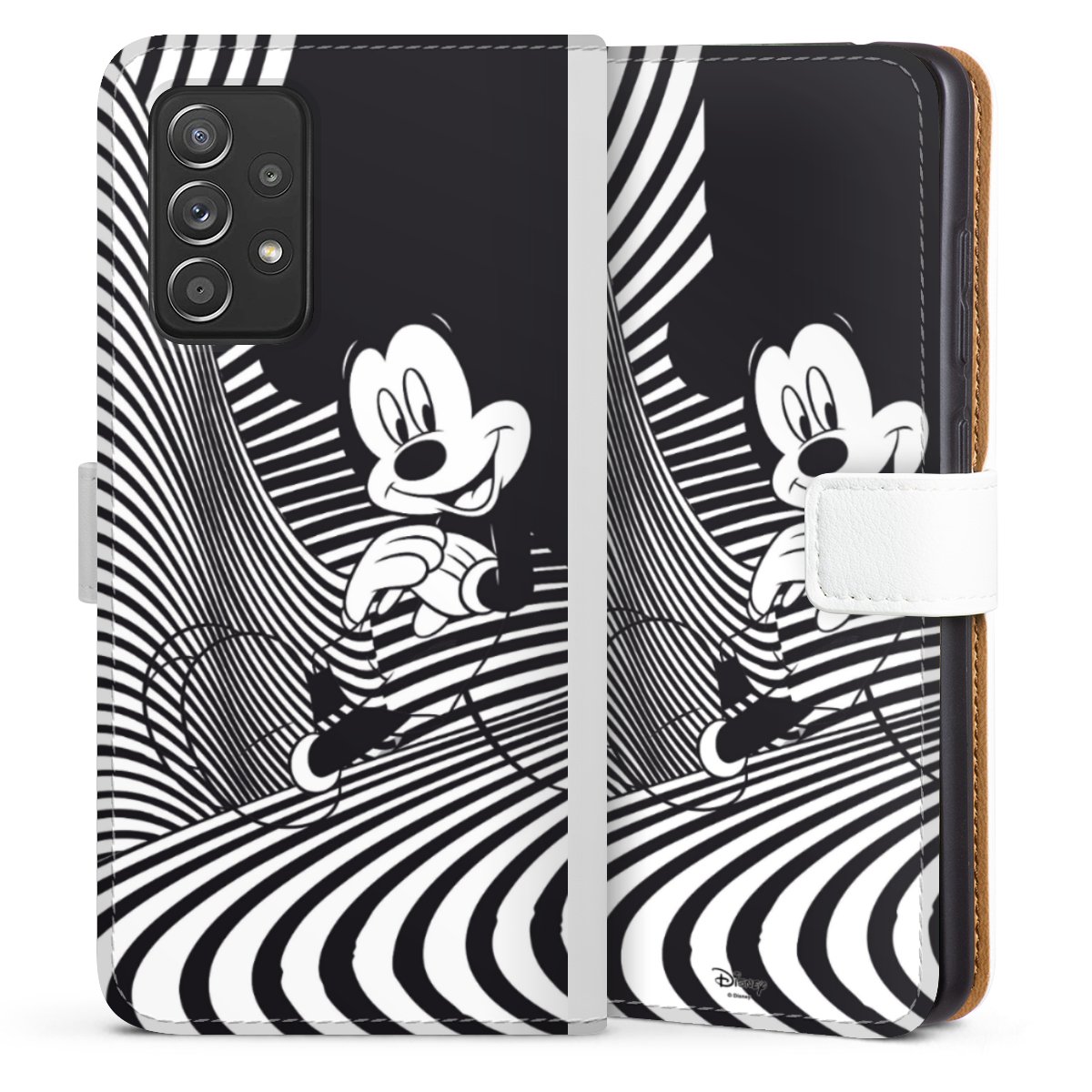 Galaxy A52 5G Handy Klapphülle Handyhülle aus Kunst Leder weiß Flip Case Official Licensed Product Disney Mickey Mouse Sideflip mit Lasche