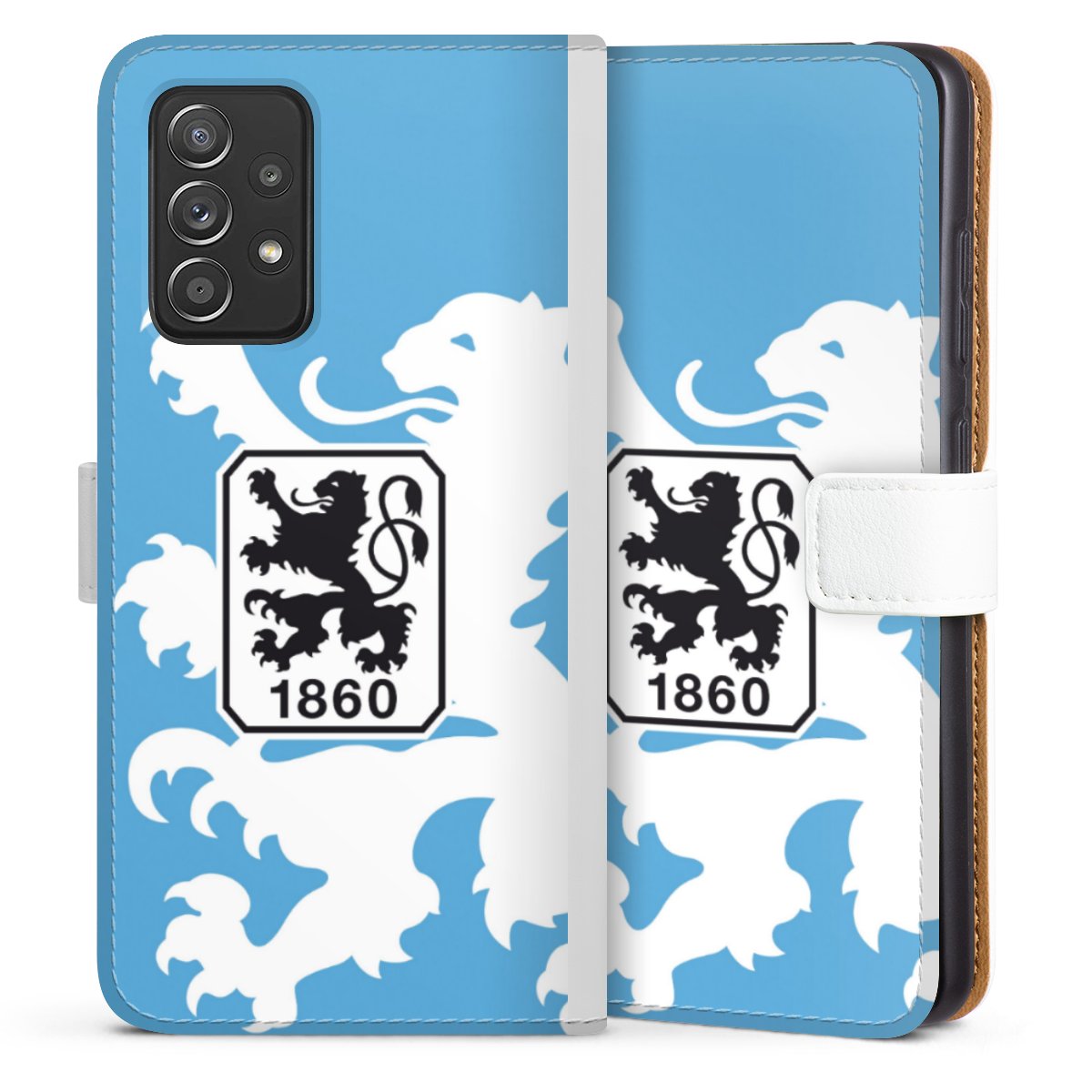 Galaxy A52 5G Handy Klapphülle Handyhülle aus Kunst Leder weiß Flip Case Coat Of Arms Official Licensed Product Sideflip mit Lasche