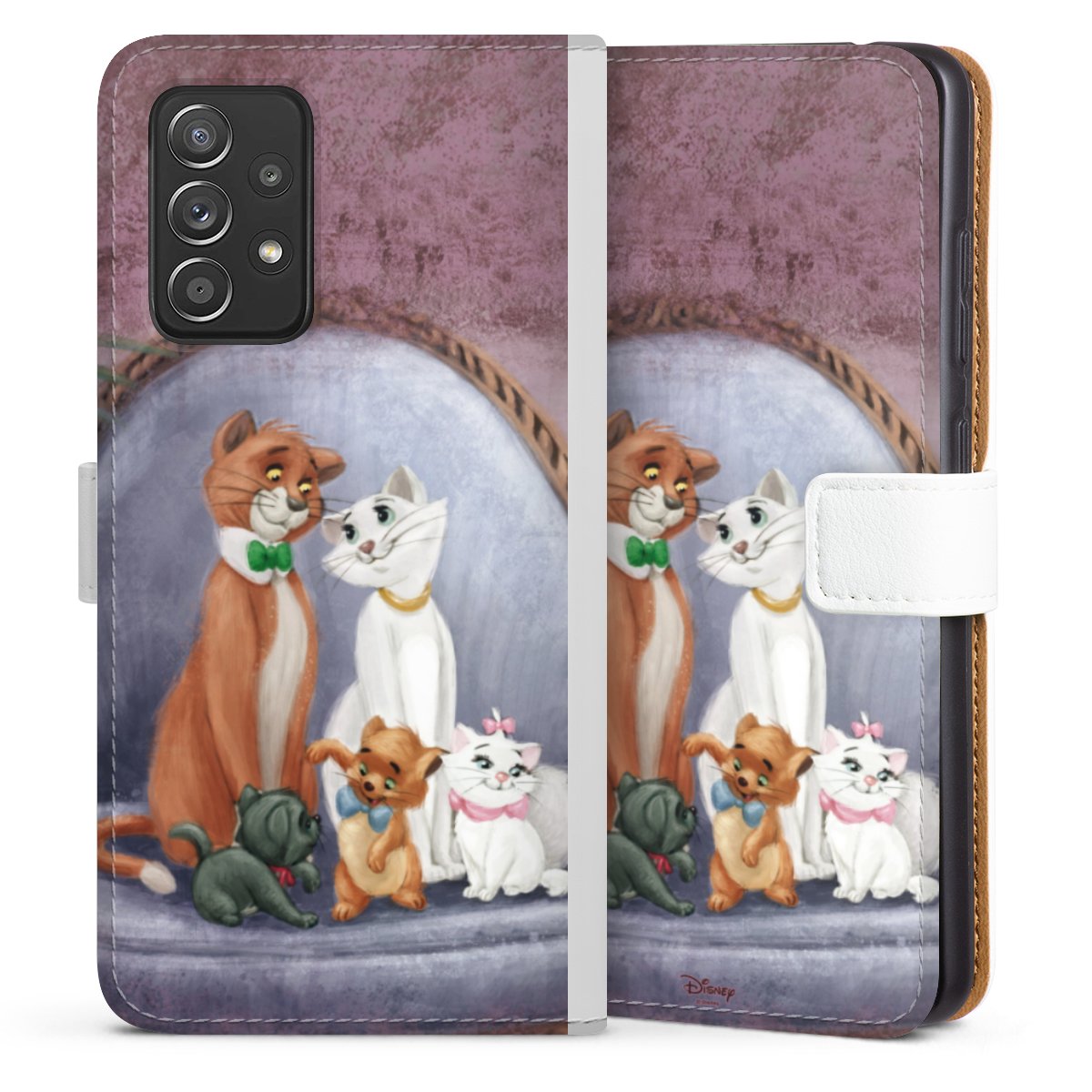 Galaxy A52 5G Handy Klapphülle Handyhülle aus Kunst Leder weiß Flip Case Official Licensed Product Disney Aristocats Sideflip mit Lasche