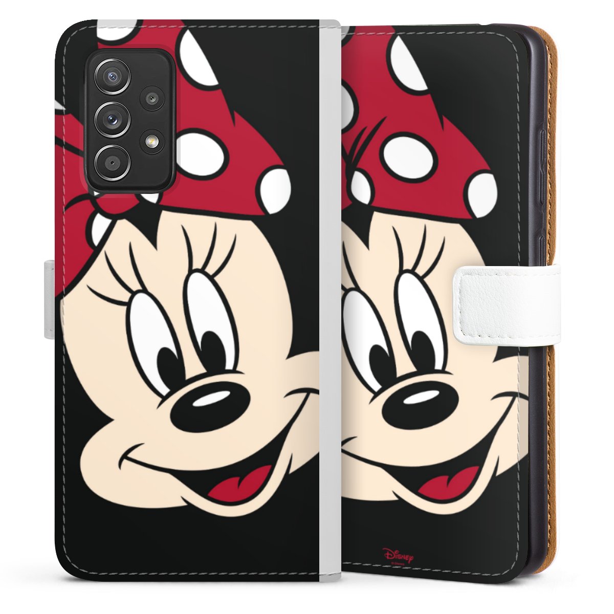 Galaxy A52 5G Handy Klapphülle Handyhülle aus Kunst Leder weiß Flip Case Minnie Mouse Official Licensed Product Disney Sideflip mit Lasche