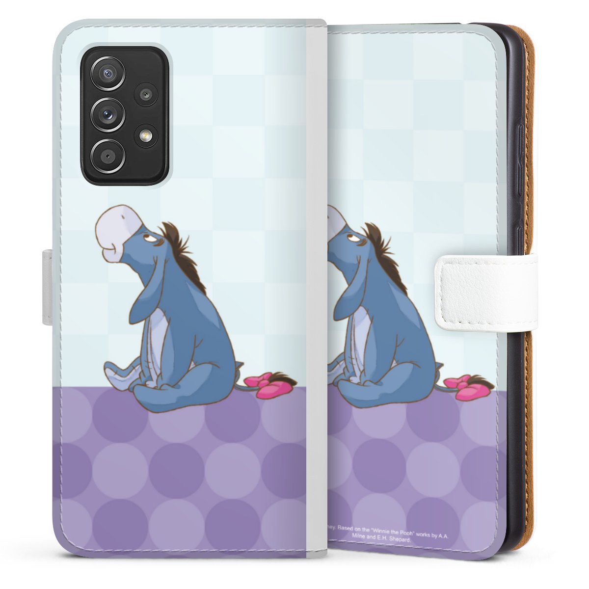 Galaxy A52 5G Handy Klapphülle Handyhülle aus Kunst Leder weiß Flip Case Disney Donkey Winnie The Pooh Sideflip mit Lasche