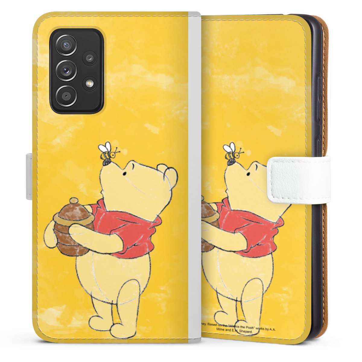 Galaxy A52 5G Handy Klapphülle Handyhülle aus Kunst Leder weiß Flip Case Official Licensed Product Winnie The Pooh Disney Sideflip mit Lasche