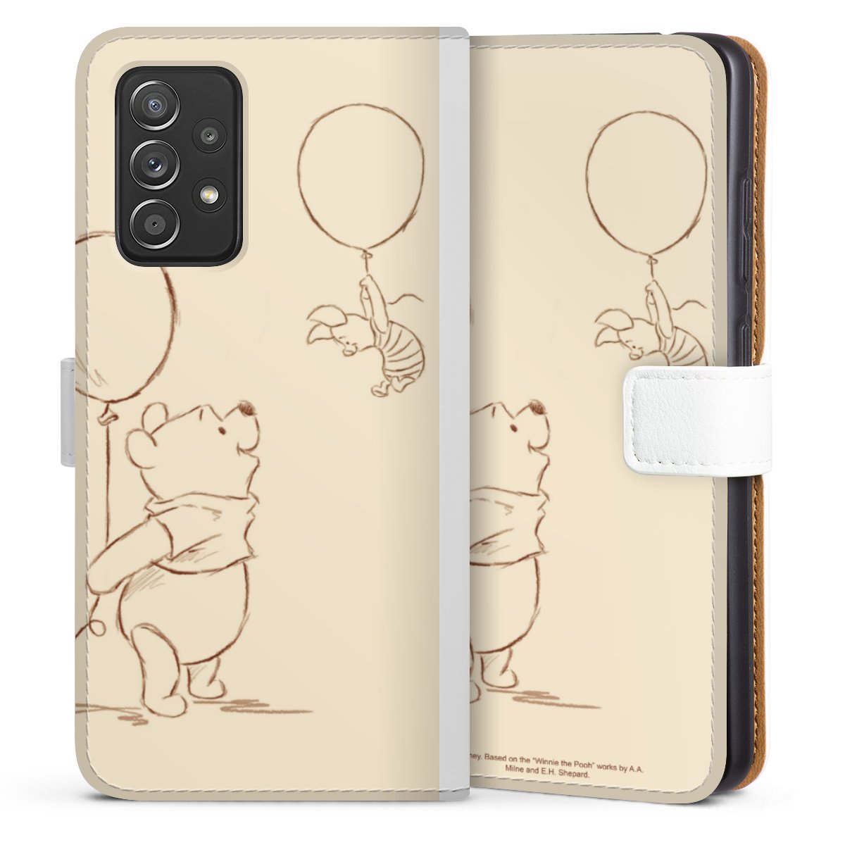 Galaxy A52 5G Handy Klapphülle Handyhülle aus Kunst Leder weiß Flip Case Official Licensed Product Winnie The Pooh Disney Sideflip mit Lasche