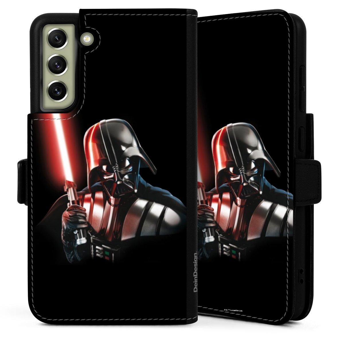 Galaxy S21 FE 5G Handy Klapphülle Handyhülle aus Kunst Leder schwarz Flip Case Star Wars Merchandise Darth Vader Sideflip mit Lasche