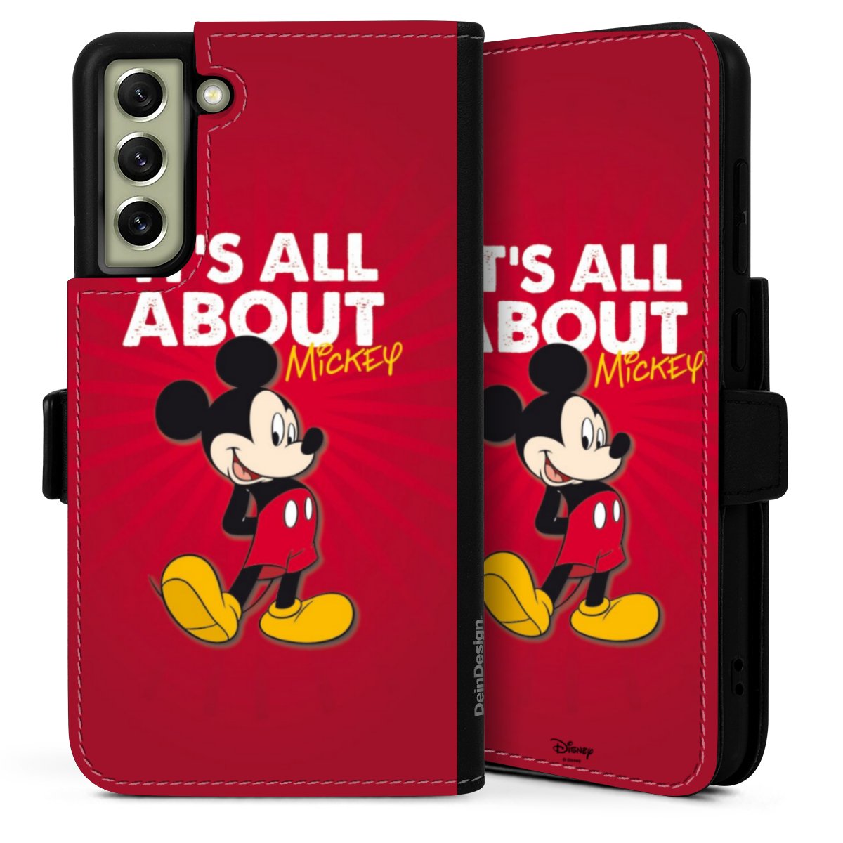 Galaxy S21 FE 5G Handy Klapphülle Handyhülle aus Kunst Leder schwarz Flip Case Mouse Disney Official Licensed Product Sideflip mit Lasche