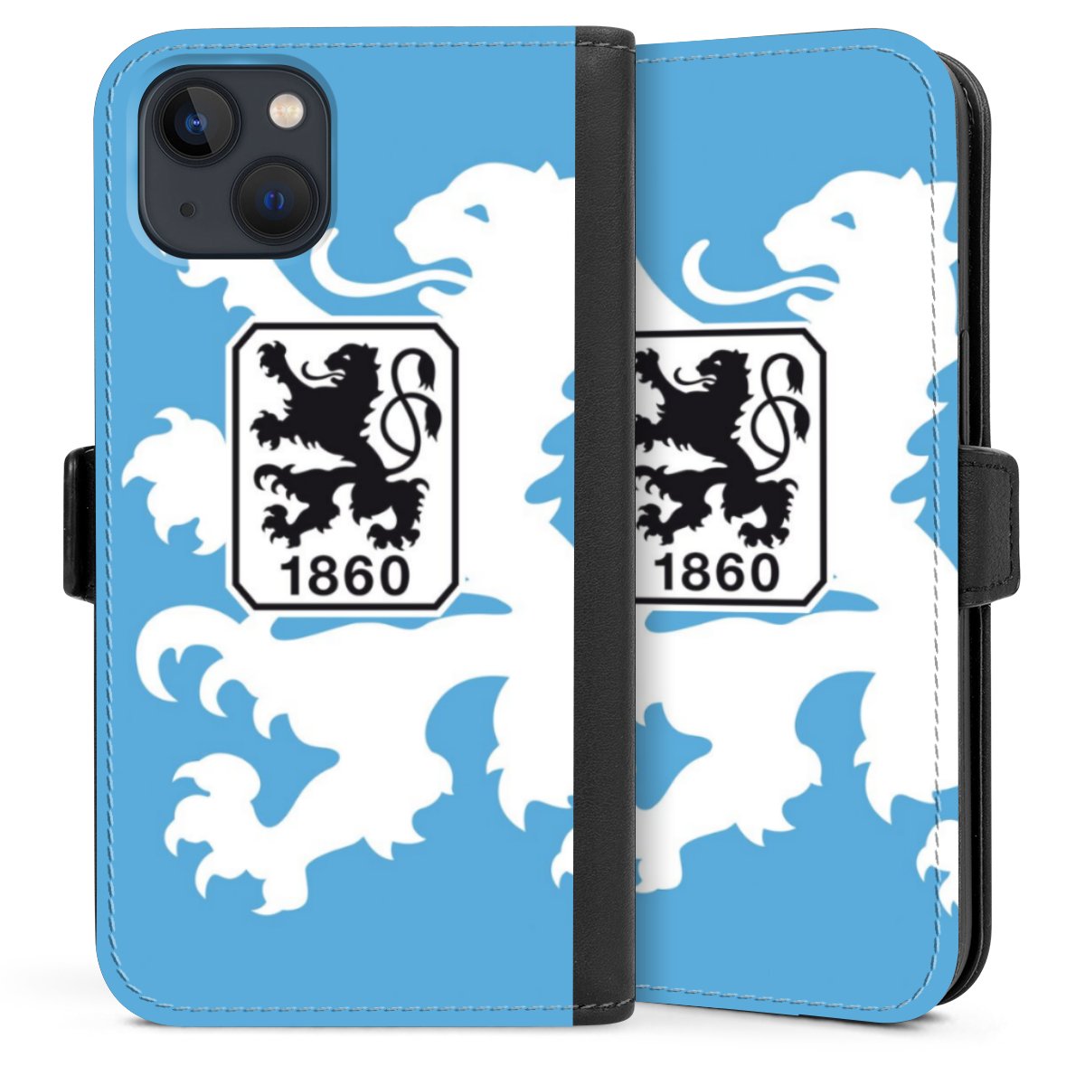 iPhone 13 Handy Klapphülle Handyhülle aus Kunst Leder schwarz Flip Case Coat Of Arms Official Licensed Product Sideflip mit Lasche