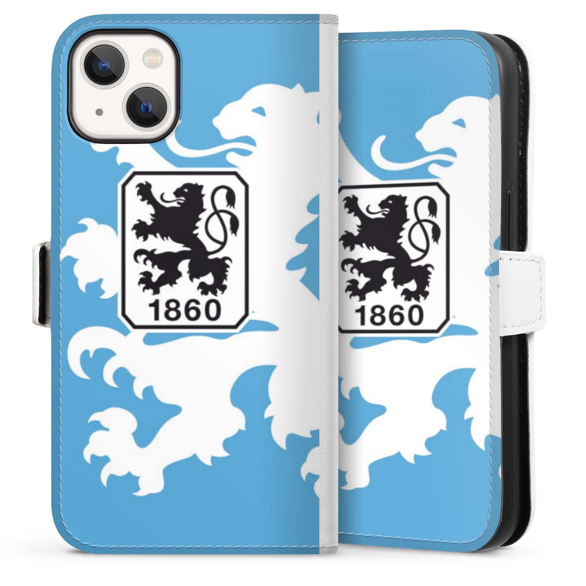 iPhone 13 Handy Klapphülle Handyhülle aus Kunst Leder weiß Flip Case Coat Of Arms Official Licensed Product Sideflip mit Lasche