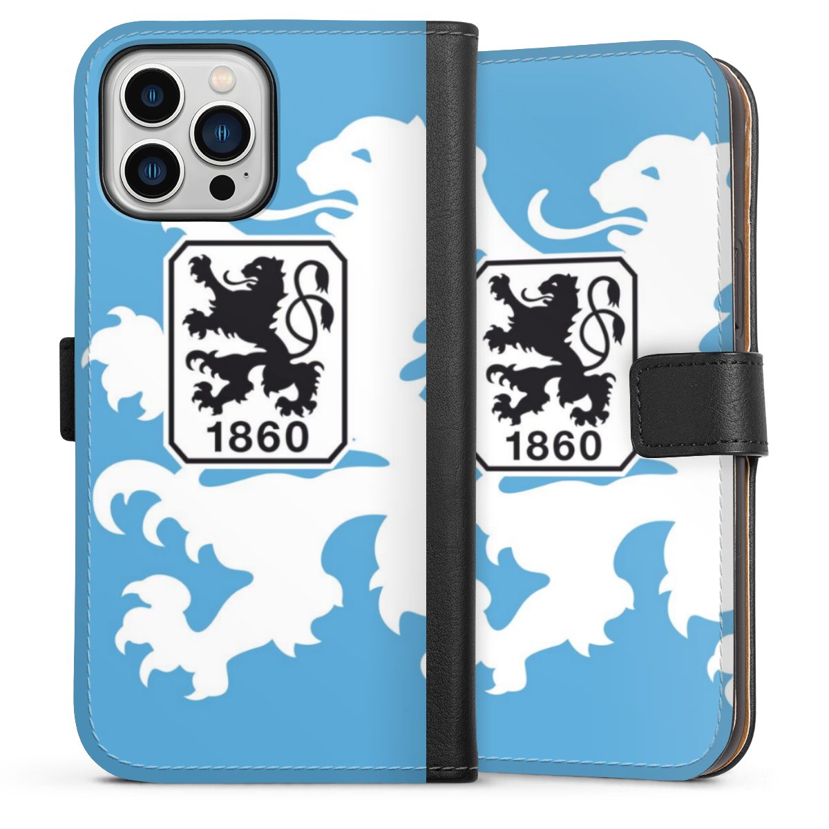 iPhone 13 Pro Max Handy Klapphülle Handyhülle aus Kunst Leder schwarz Flip Case Coat Of Arms Official Licensed Product Sideflip mit Lasche