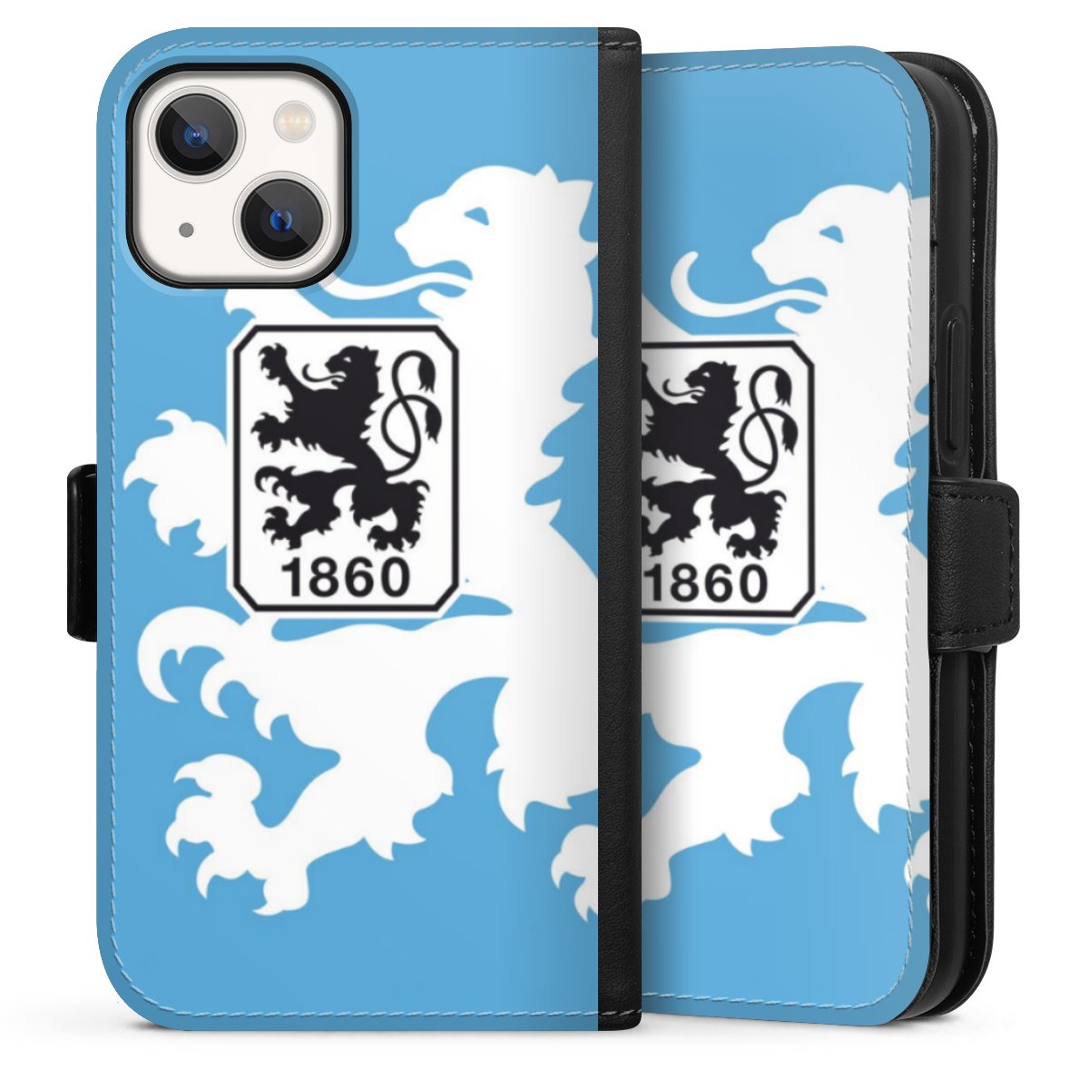 iPhone 13 Mini Handy Klapphülle Handyhülle aus Kunst Leder schwarz Flip Case Coat Of Arms Official Licensed Product Sideflip mit Lasche