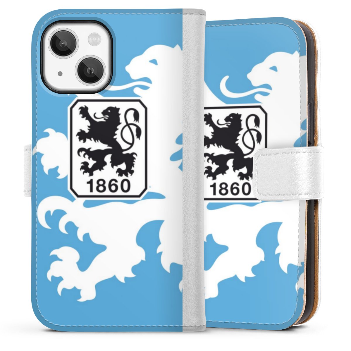 iPhone 13 Mini Handy Klapphülle Handyhülle aus Kunst Leder weiß Flip Case Coat Of Arms Official Licensed Product Sideflip mit Lasche