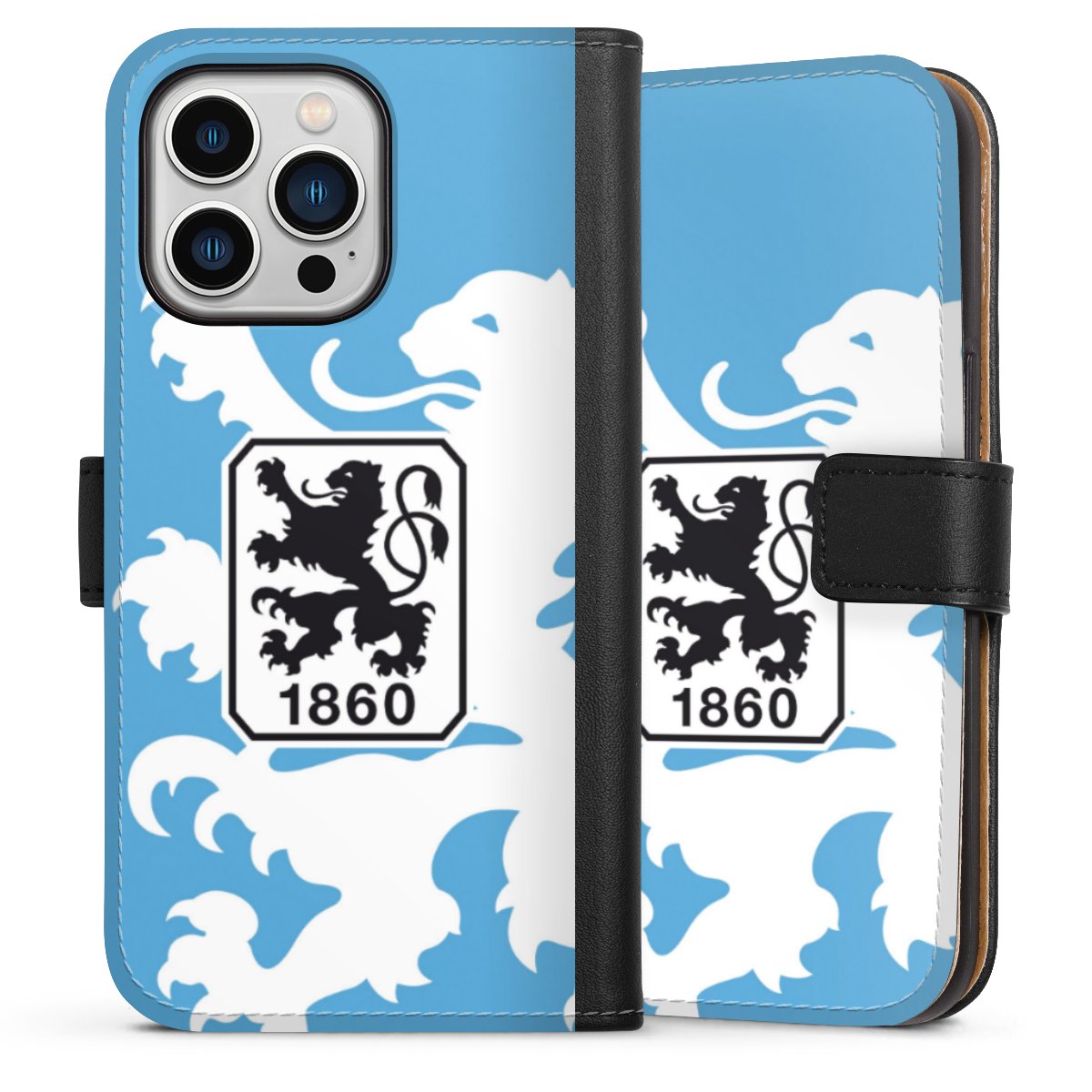 iPhone 13 Pro Handy Klapphülle Handyhülle aus Kunst Leder schwarz Flip Case Coat Of Arms Official Licensed Product Sideflip mit Lasche