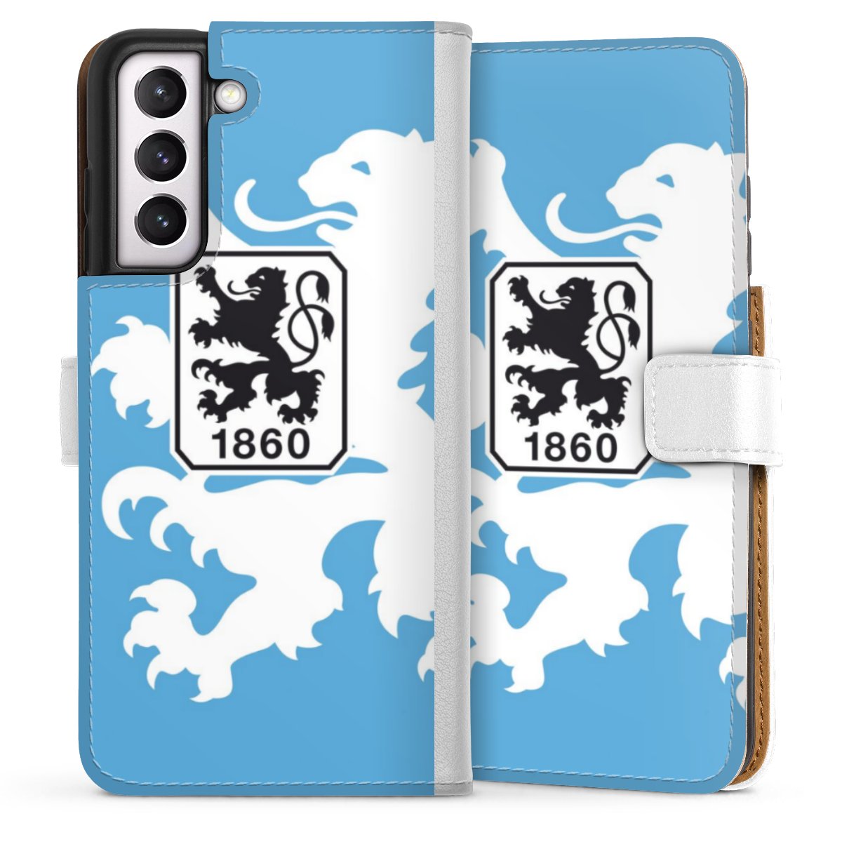 Galaxy S21 FE 5G Handy Klapphülle Handyhülle aus Kunst Leder weiß Flip Case Coat Of Arms Official Licensed Product Sideflip mit Lasche