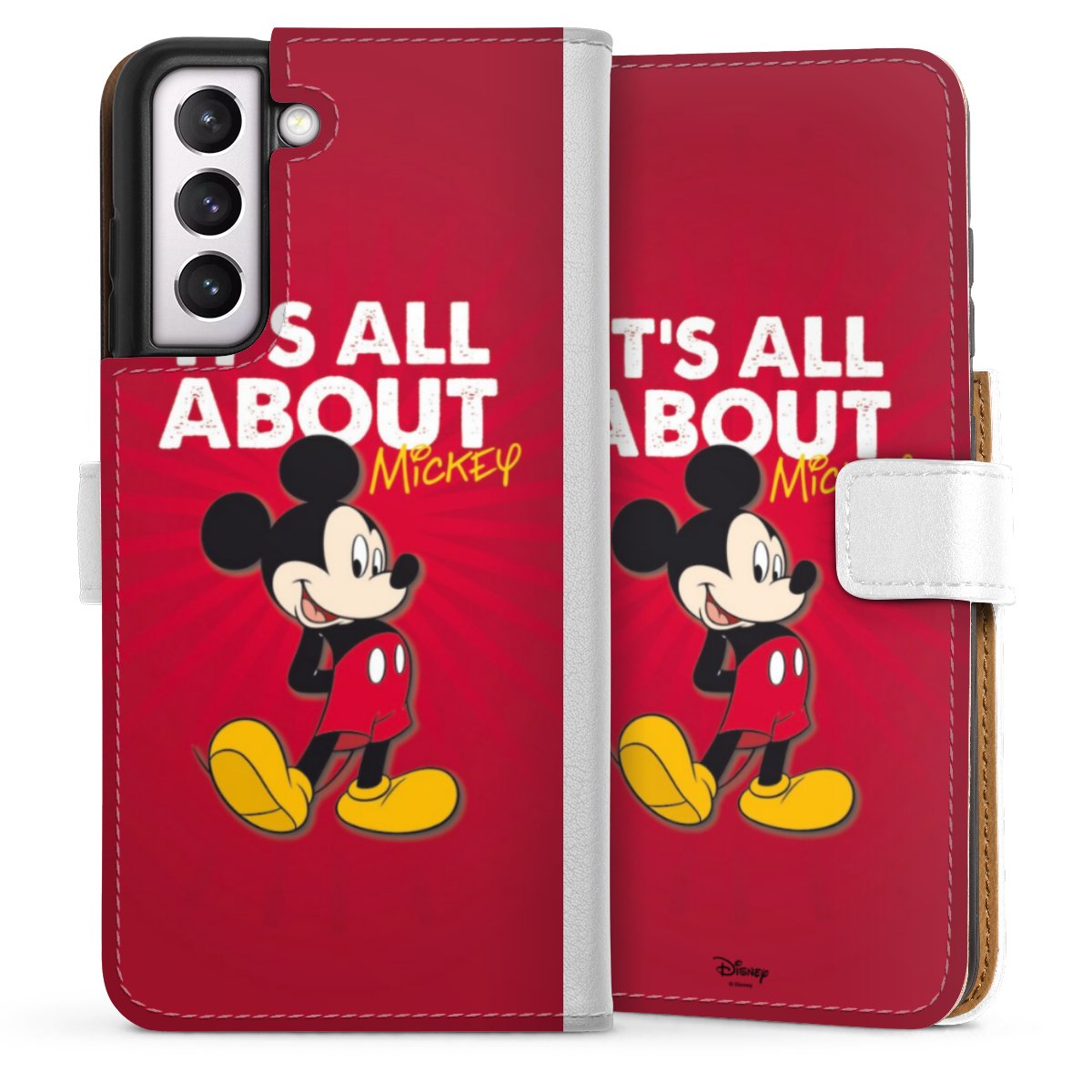 Galaxy S21 FE 5G Handy Klapphülle Handyhülle aus Kunst Leder weiß Flip Case Mouse Disney Official Licensed Product Sideflip mit Lasche