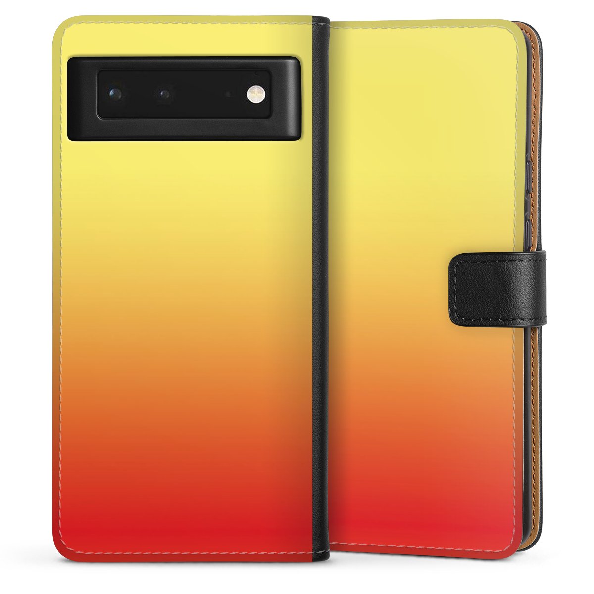 Google Pixel 6 Handy Klapphülle Handyhülle aus Kunst Leder schwarz Flip Case Ombre Two-Tone Sideflip mit Lasche