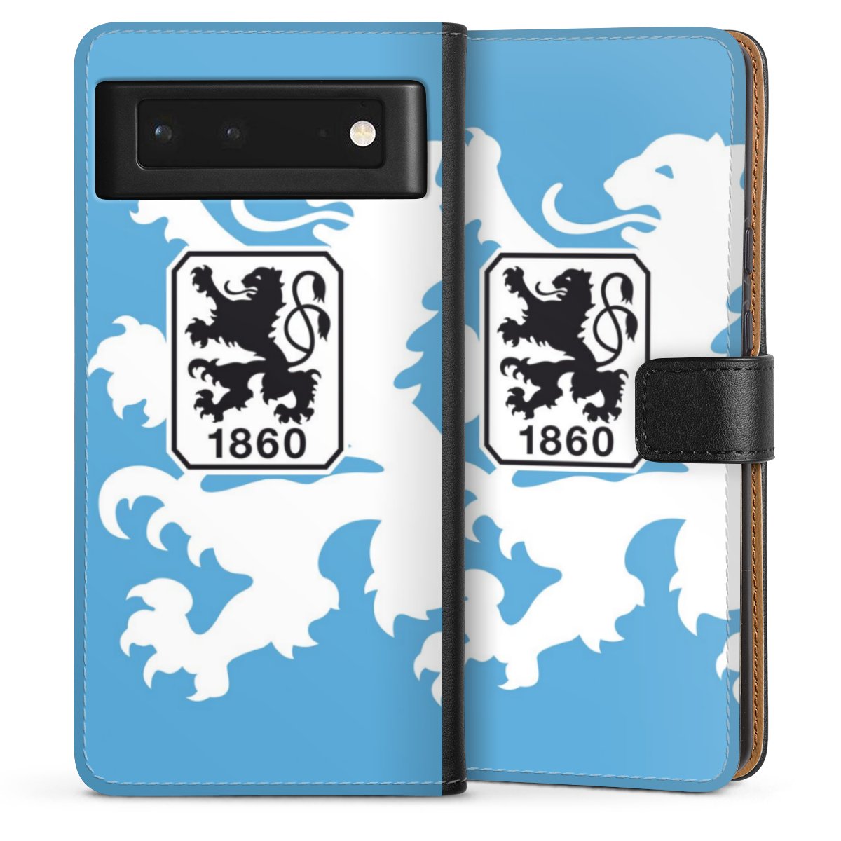 Google Pixel 6 Handy Klapphülle Handyhülle aus Kunst Leder schwarz Flip Case Coat Of Arms Official Licensed Product Sideflip mit Lasche