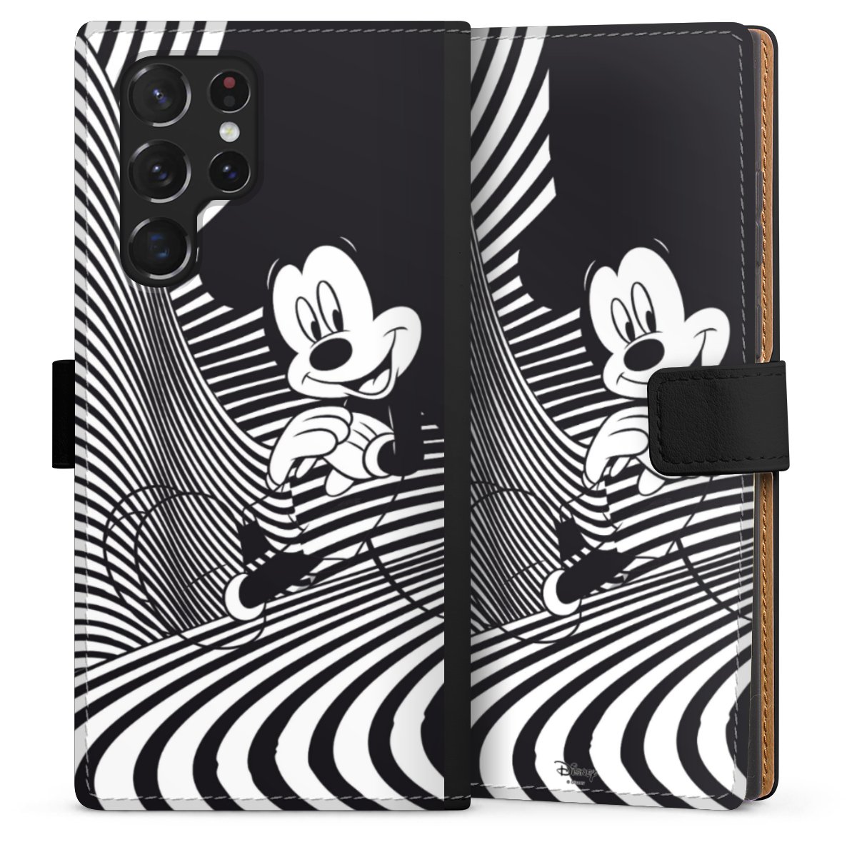 Galaxy S22 Ultra Handy Klapphülle Handyhülle aus Kunst Leder schwarz Flip Case Disney Official Licensed Product Mickey Mouse Sideflip mit Lasche