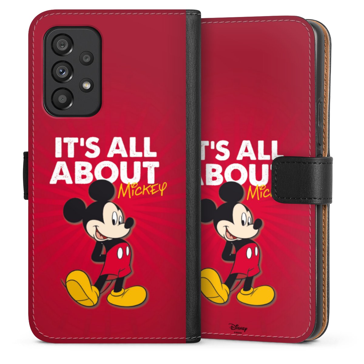 Galaxy A53 5G Handy Klapphülle Handyhülle aus Kunst Leder schwarz Flip Case Mouse Disney Official Licensed Product Sideflip mit Lasche