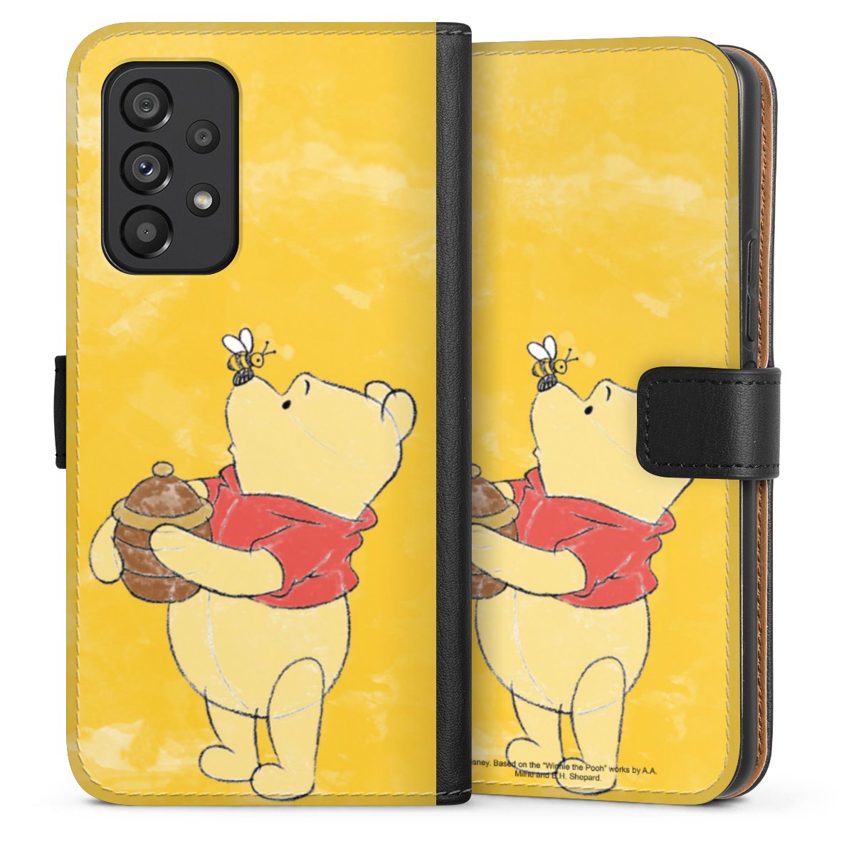 Galaxy A53 5G Handy Klapphülle Handyhülle aus Kunst Leder schwarz Flip Case Official Licensed Product Winnie The Pooh Disney Sideflip mit Lasche