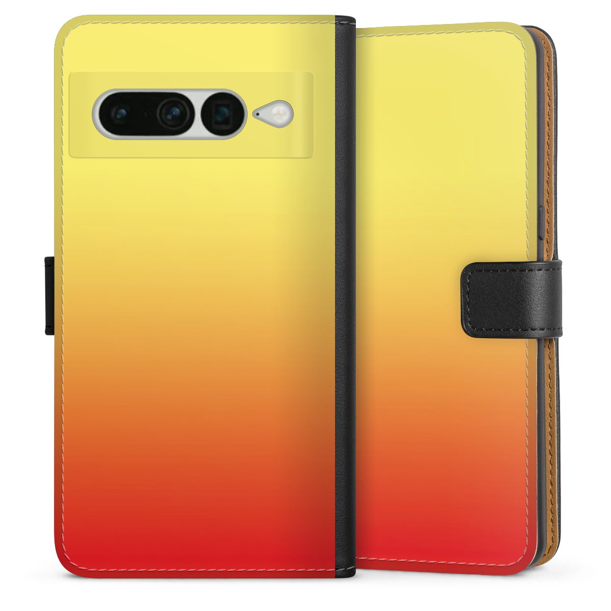 Google Pixel 7 Pro Handy Klapphülle Handyhülle aus Kunst Leder schwarz Flip Case Ombre Two-Tone Sideflip mit Lasche