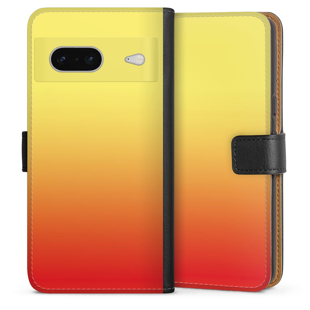 Google Pixel 7 Handy Klapphülle Handyhülle aus Kunst Leder schwarz Flip Case Ombre Two-Tone Sideflip mit Lasche