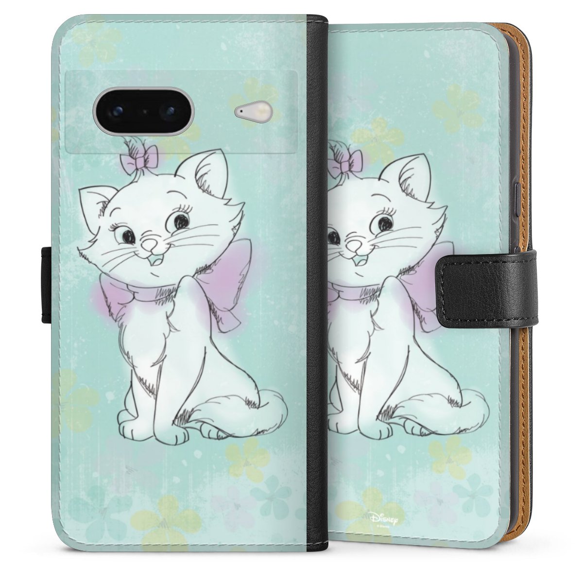 Google Pixel 7 Handy Klapphülle Handyhülle aus Kunst Leder schwarz Flip Case Aristocats Mary Disney Official Licensed Product Sideflip mit Lasche