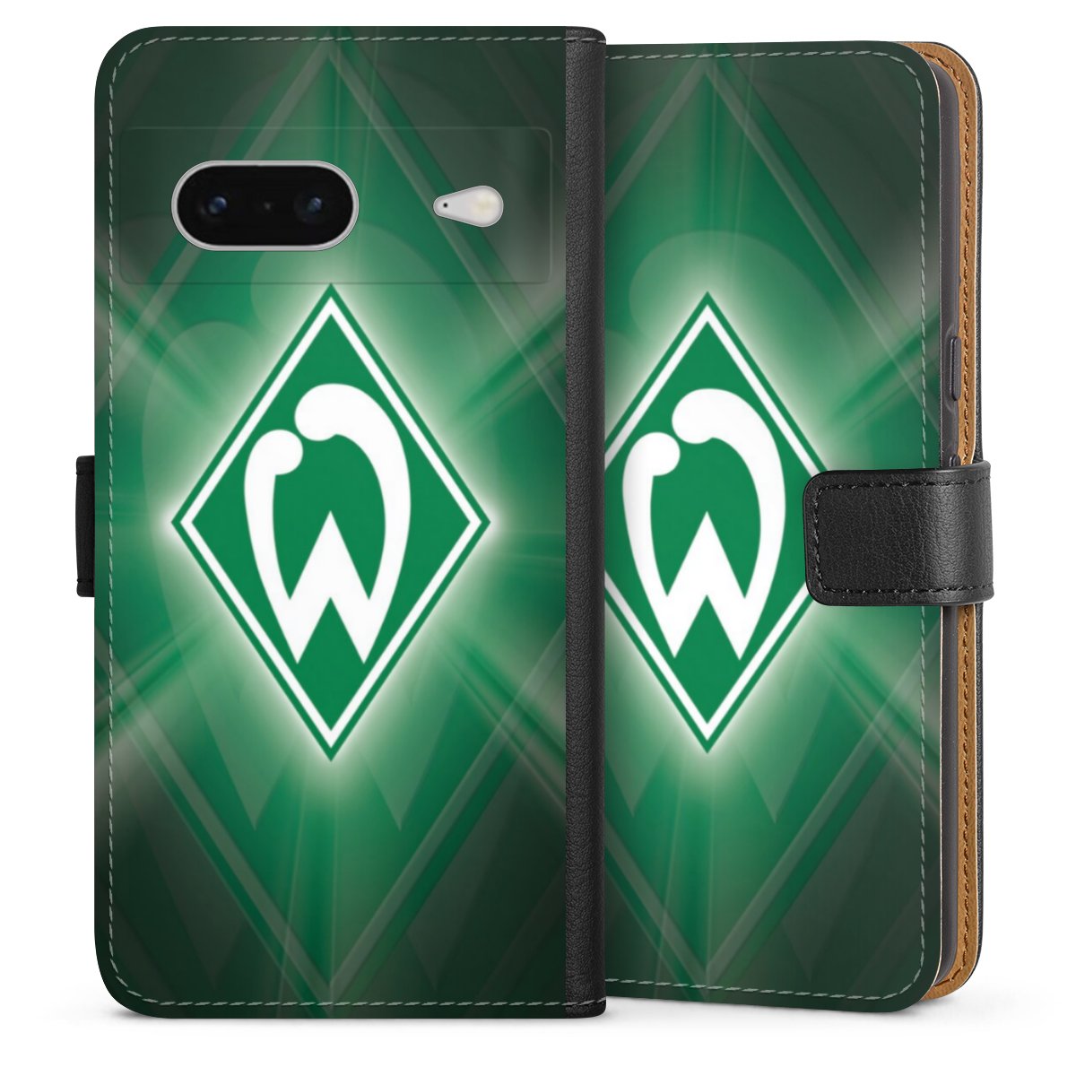 Google Pixel 7 Handy Klapphülle Handyhülle aus Kunst Leder schwarz Flip Case Sv Werder Bremen Official Licensed Product Coat Of Arms Sideflip mit Lasche