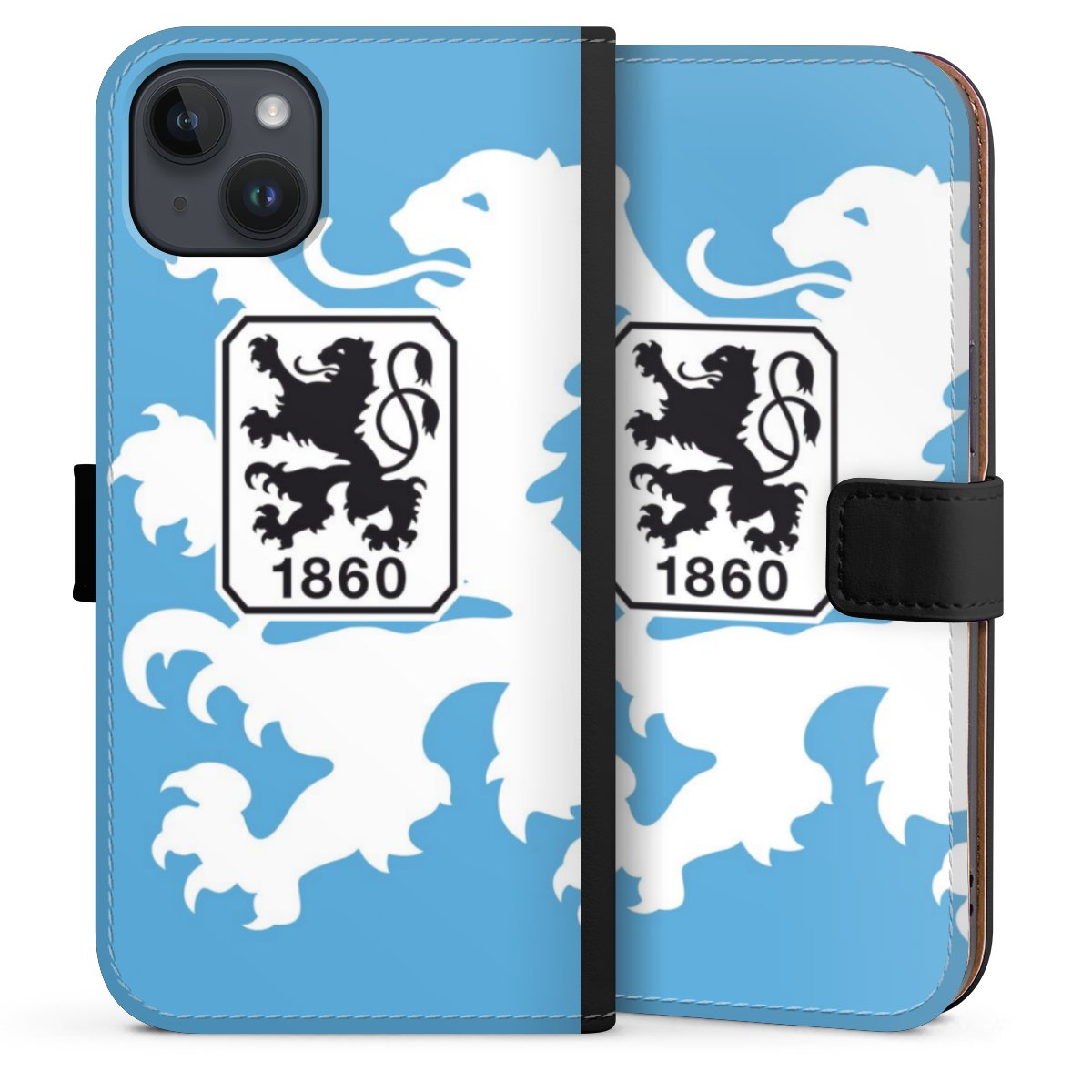 iPhone 14 Plus Handy Klapphülle Handyhülle aus Kunst Leder schwarz Flip Case Coat Of Arms Official Licensed Product Sideflip mit Lasche