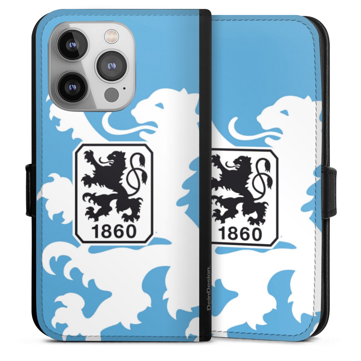 iPhone 14 Pro Handy Klapphülle Handyhülle aus Kunst Leder schwarz Flip Case Coat Of Arms Official Licensed Product Sideflip mit Lasche