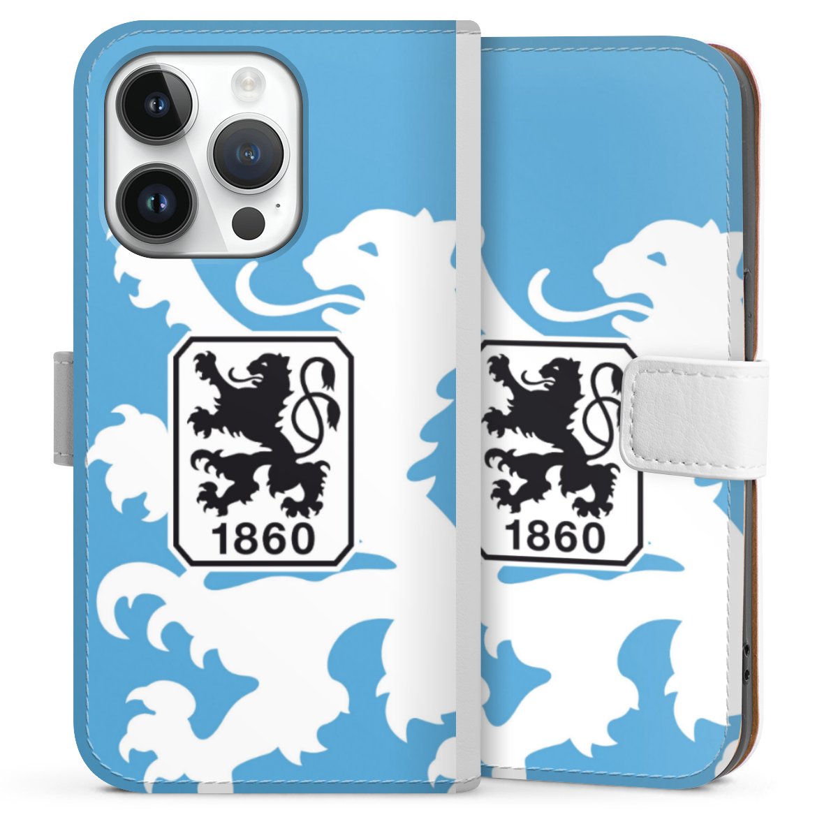 iPhone 14 Pro Handy Klapphülle Handyhülle aus Kunst Leder weiß Flip Case Coat Of Arms Official Licensed Product Sideflip mit Lasche