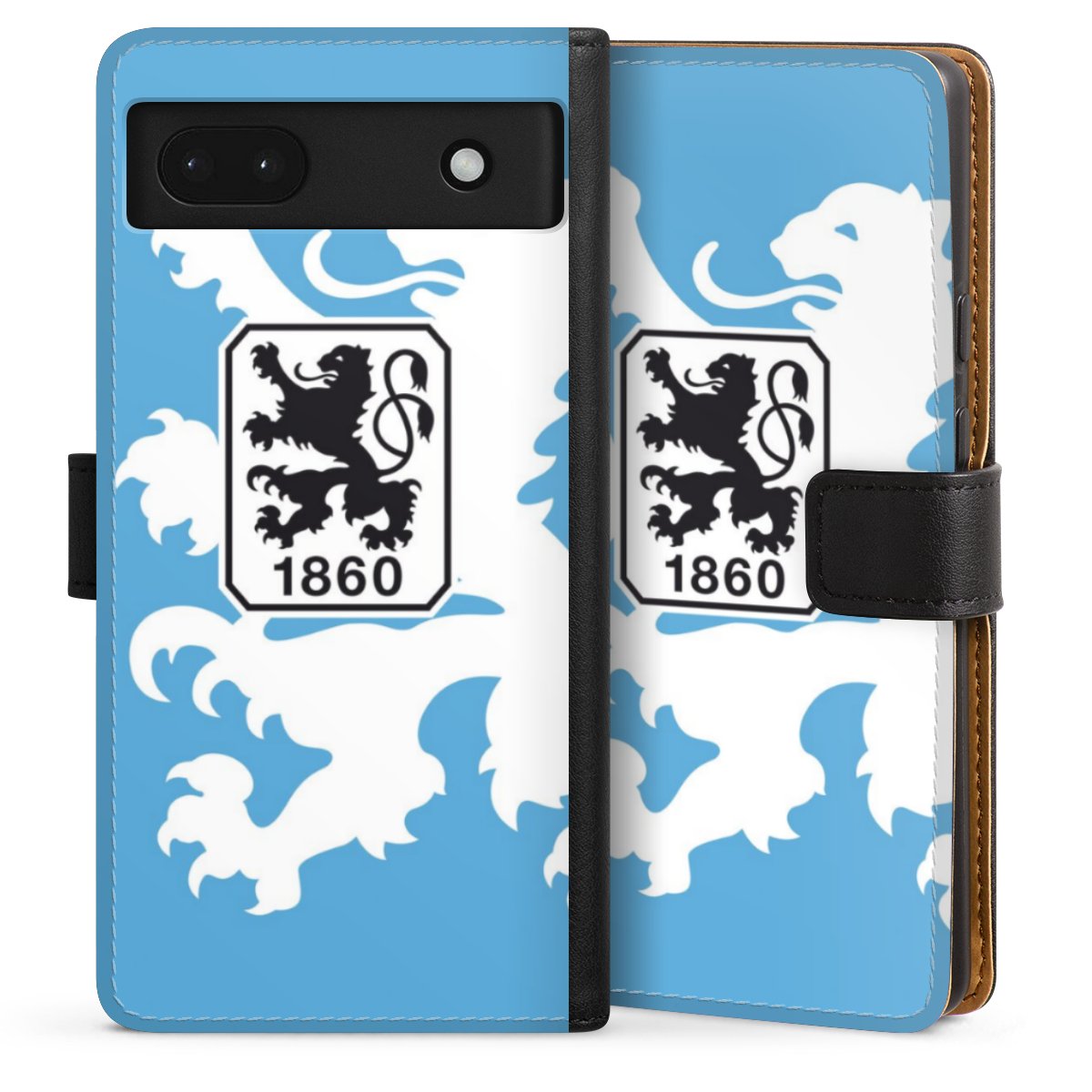 Google Pixel 6a Handy Klapphülle Handyhülle aus Kunst Leder schwarz Flip Case Coat Of Arms Official Licensed Product Sideflip mit Lasche