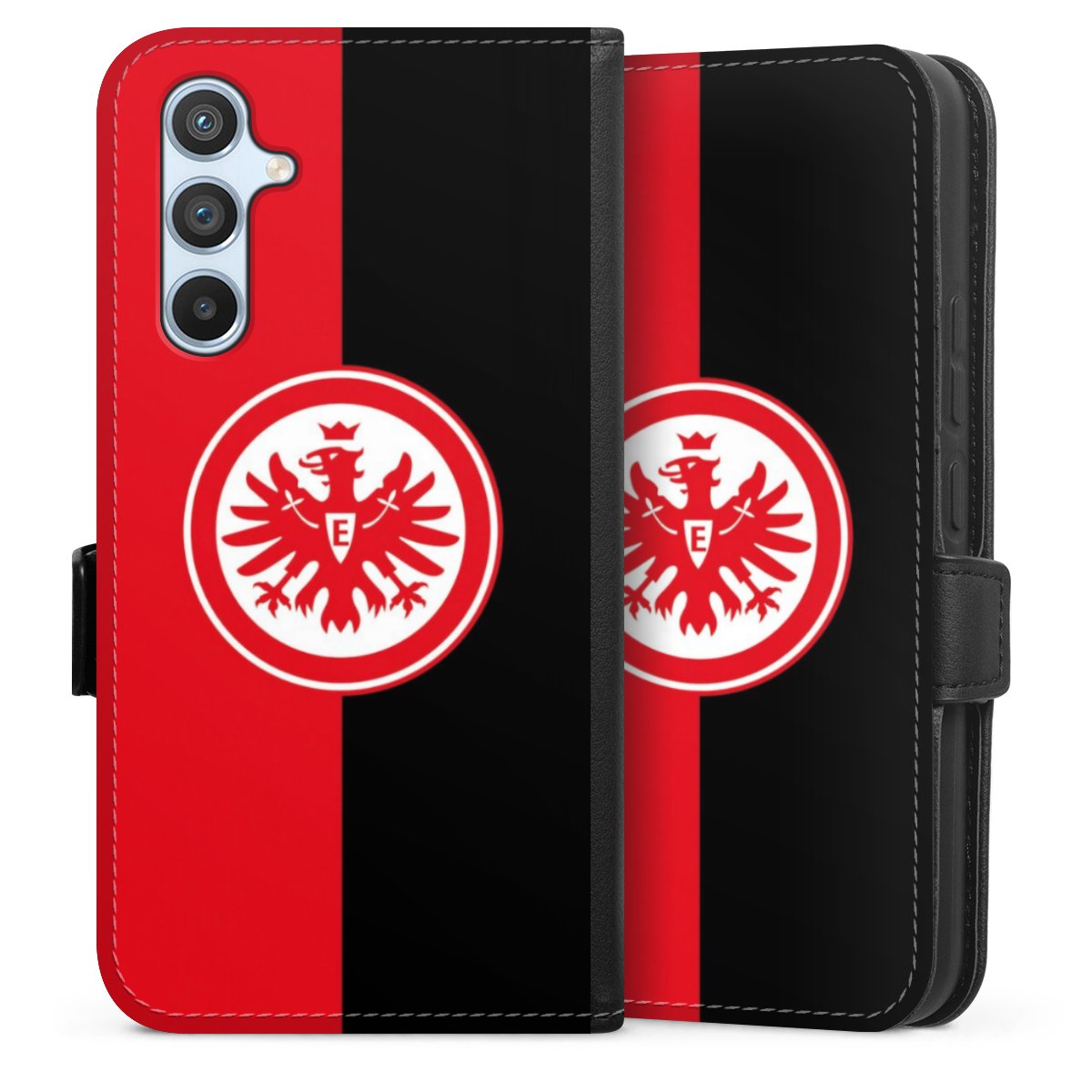 Galaxy A54 5G Handy Klapphülle Handyhülle aus Kunst Leder schwarz Flip Case Official Licensed Product Eintracht Frankfurt Sge Sideflip mit Lasche