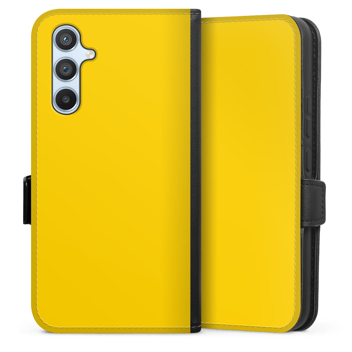 Galaxy A54 5G Handy Klapphülle Handyhülle aus Kunst Leder schwarz Flip Case Yellow Unicoloured Colour Sideflip mit Lasche