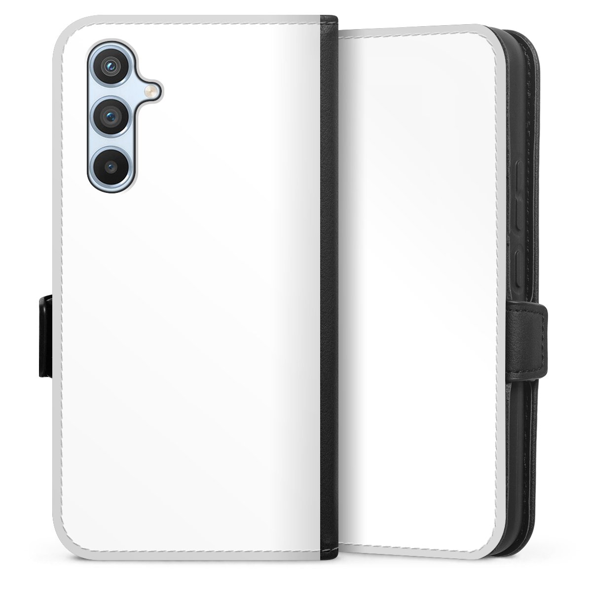 Galaxy A54 5G Handy Klapphülle Handyhülle aus Kunst Leder schwarz Flip Case Unicoloured Colour White Sideflip mit Lasche